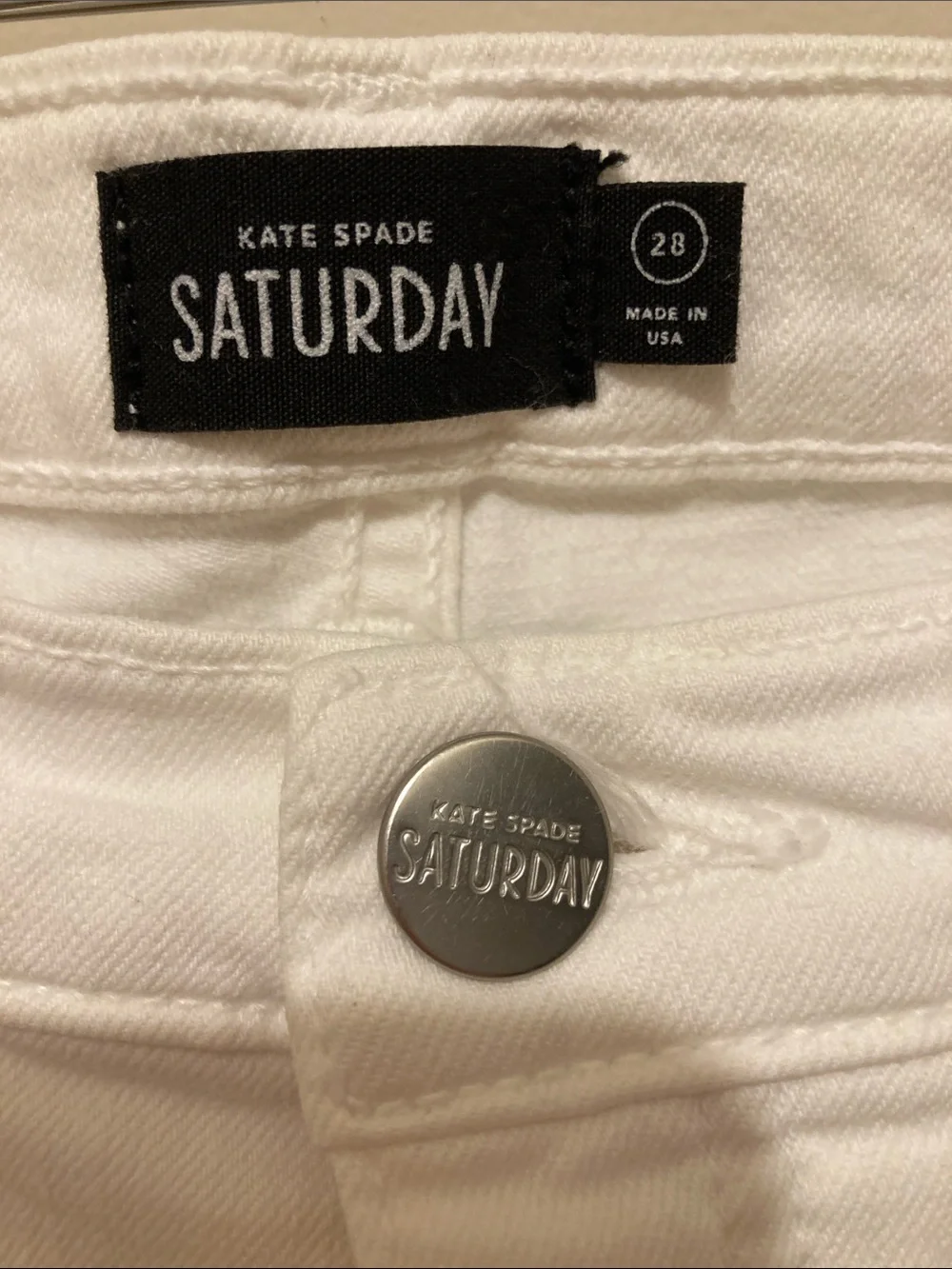 Kate Spade Saturday button fly Crisp White Skinny Jeans Sz 28